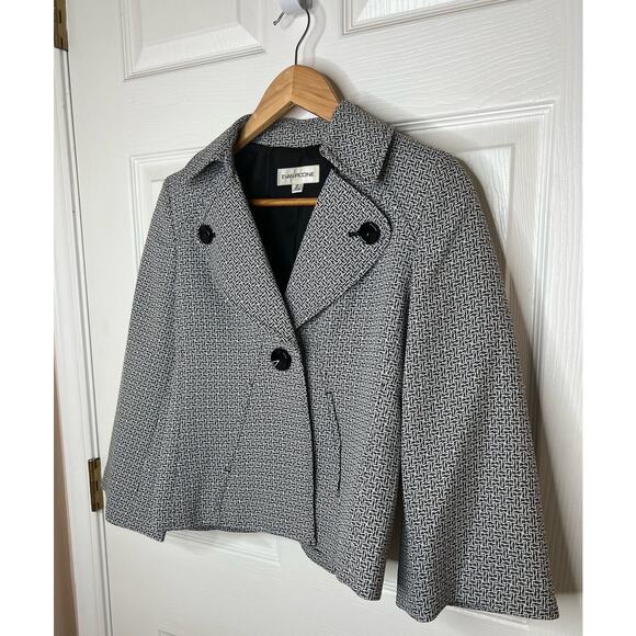 Evan-Picone Women's Black and White Blazer Jacket with Shoulder Pads Size 2P - Picture 3 of 8